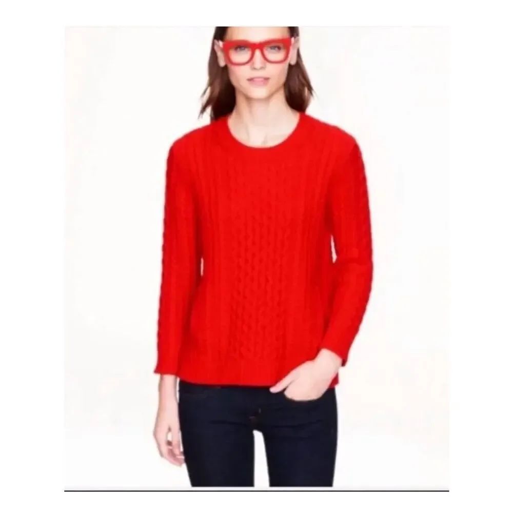 J Crew Cable Knit Pocketed Wool Sweater